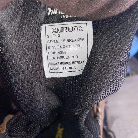 Chinook Men 13 Leather Waterproof Ice Breaker Work Boot #6135-201, Brown/Black - Picture 4 of 7